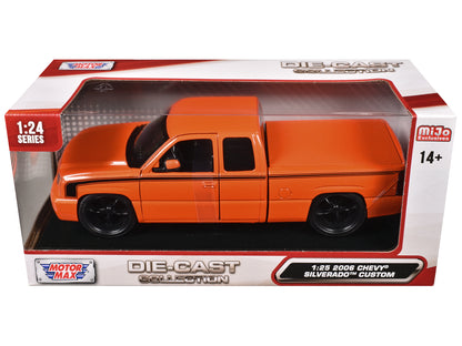 2006 Chevrolet Silverado Custom Pickup Truck Orange Metallic with Black Stripes "Die-Cast Collection" Series 1/25 Diecast Model Car by Motormax <h2>2006 Motormax</h2> <p>High-quality perfect for colle