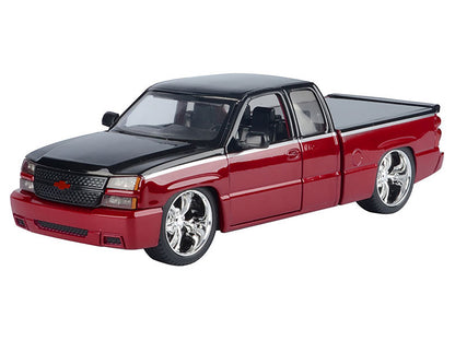 2006 Chevrolet Silverado Custom Pickup Truck Red Metallic and Black with Silver Stripes "Die-Cast Collection" Series 1/25 Diecast Model Car by Motormax <h2>2006 Motormax</h2> <p>High-quality perfect f