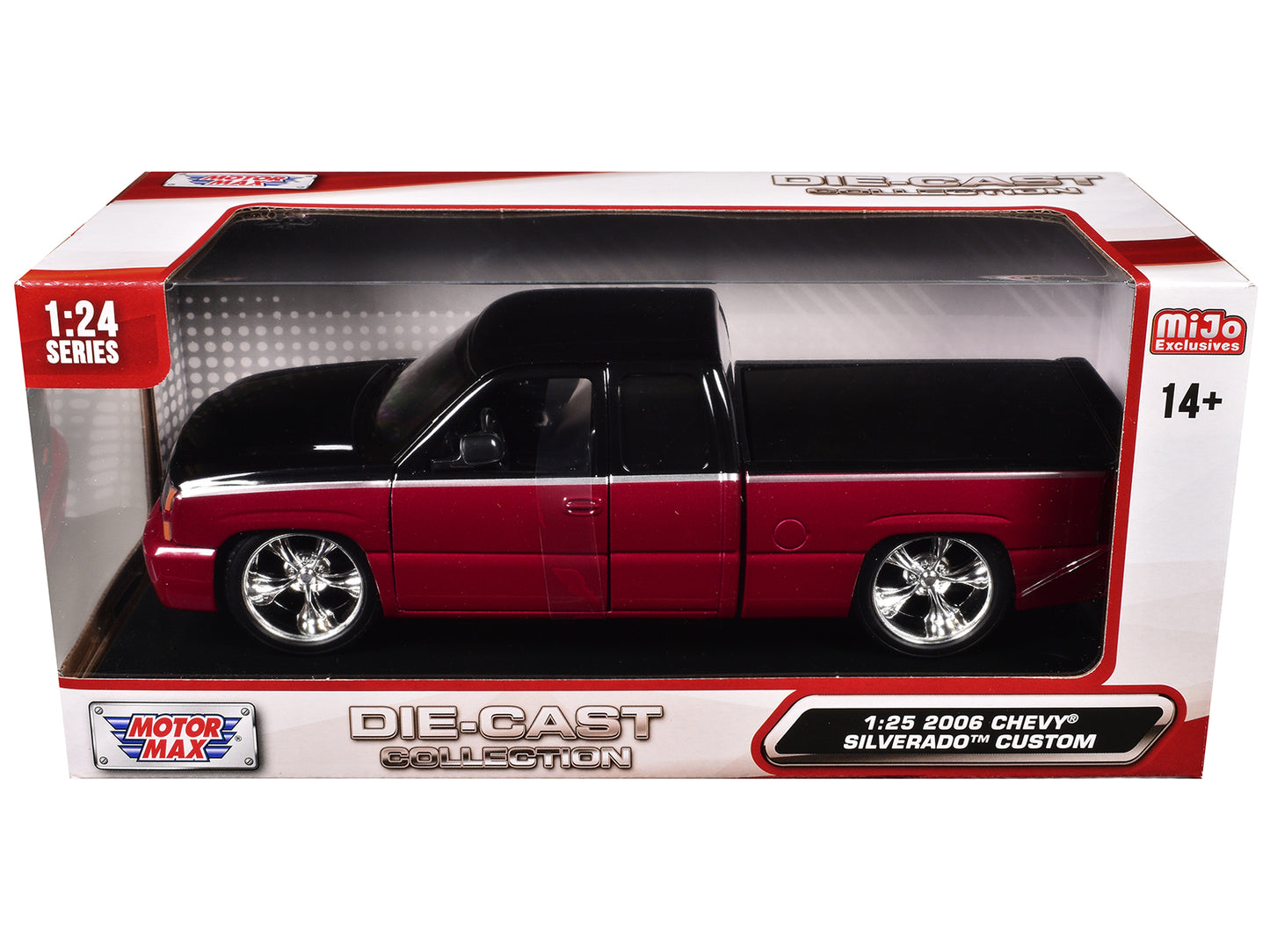2006 Chevrolet Silverado Custom Pickup Truck Red Metallic and Black with Silver Stripes "Die-Cast Collection" Series 1/25 Diecast Model Car by Motormax <h2>2006 Motormax</h2> <p>High-quality perfect f