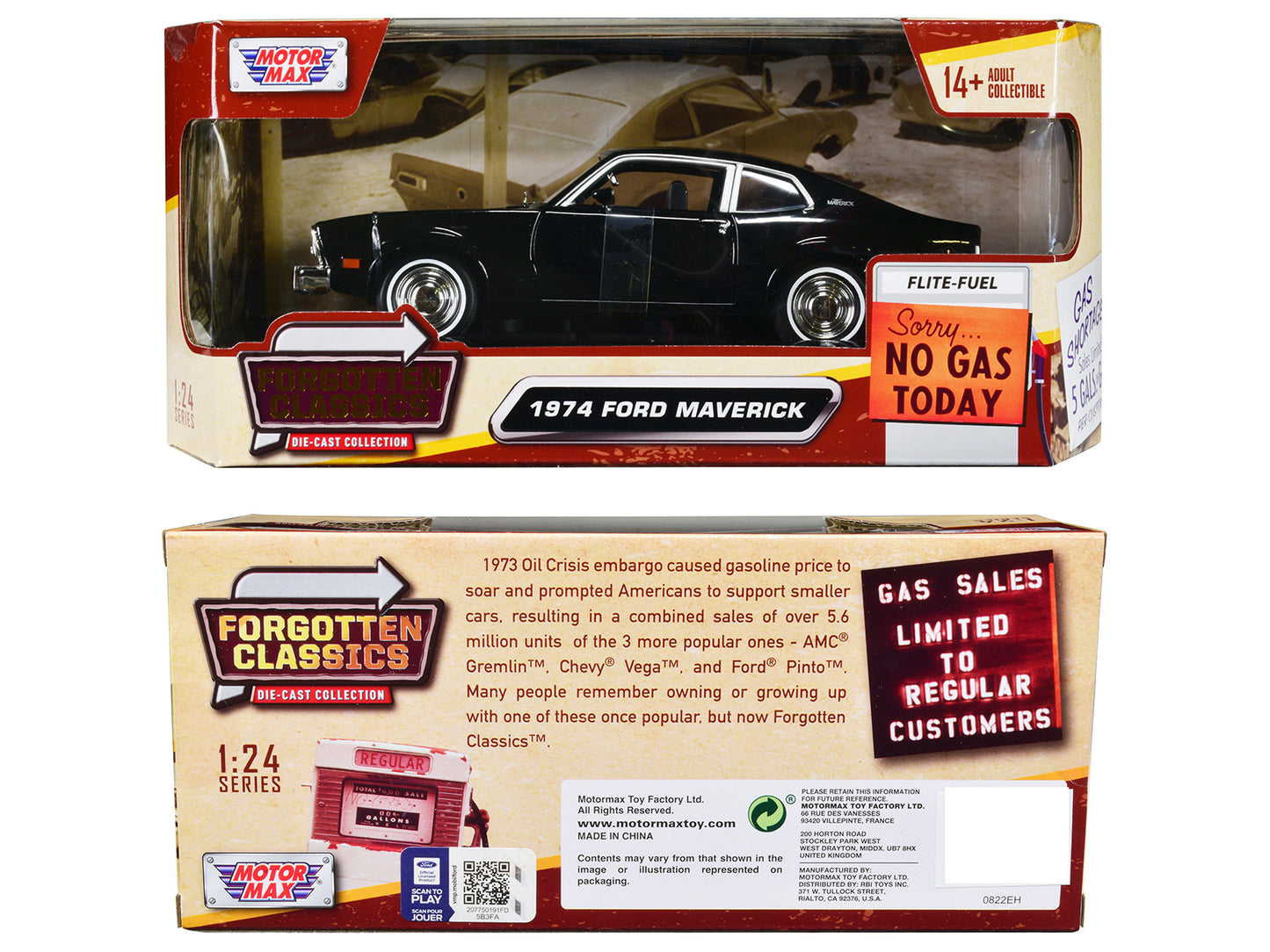 1974 Ford Maverick Black "Forgotten Classics" Series 1/24 Diecast Model Car by Motormax <h2>1974 Motormax</h2> <p>High-quality perfect for collectors and enthusiasts. Features detailed interior exteri
