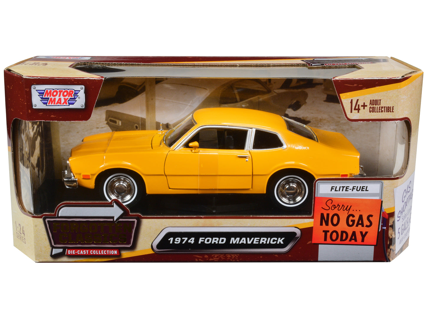 1974 Ford Maverick Yellow "Forgotten Classics" 1/24 Diecast Model Car by Motormax <h2>1974 Motormax</h2> <p>High-quality perfect for collectors and enthusiasts. Features detailed interior exterior cra