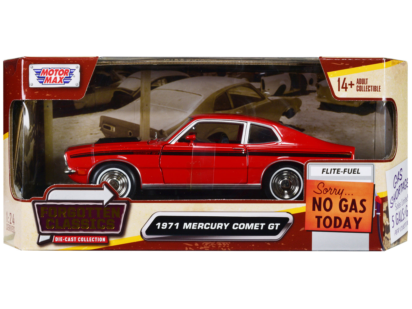1971 Mercury Comet GT Red with Black Stripes "Forgotten Classics" Series 1/24 Diecast Model Car by Motormax <h2>1971 Motormax</h2> <p>High-quality perfect for collectors and enthusiasts. Features deta