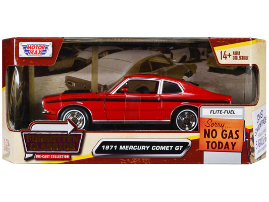 1971 Mercury Comet GT Red with Black Stripes "Forgotten Classics" Series 1/24 Diecast Model Car by Motormax <h2>1971 Motormax</h2> <p>High-quality perfect for collectors and enthusiasts. Features deta