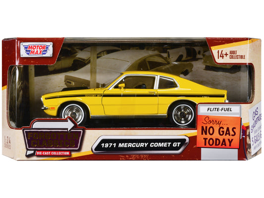 1971 Mercury Comet GT Yellow with Black Stripes "Forgotten Classics" Series 1/24 Diecast Model Car by Motormax <h2>1971 Motormax</h2> <p>High-quality perfect for collectors and enthusiasts. Features d