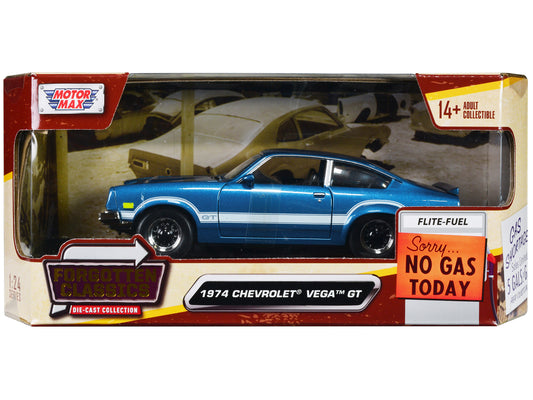 1974 Chevrolet Vega GT Blue Metallic with White Stripes "Forgotten Classics" Series 1/24 Diecast Model Car by Motormax <h2>1974 Motormax</h2> <p>High-quality perfect for collectors and enthusiasts. Fe