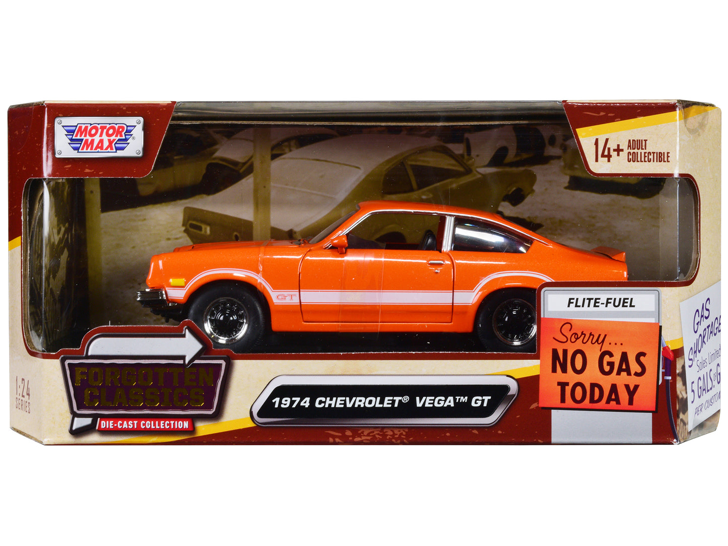 1974 Chevrolet Vega GT Orange Metallic with White Stripes "Forgotten Classics" Series 1/24 Diecast Model Car by Motormax <h2>1974 Motormax</h2> <p>High-quality perfect for collectors and enthusiasts.