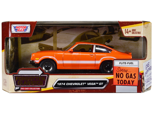 1974 Chevrolet Vega GT Orange Metallic with White Stripes "Forgotten Classics" Series 1/24 Diecast Model Car by Motormax <h2>1974 Motormax</h2> <p>High-quality perfect for collectors and enthusiasts.