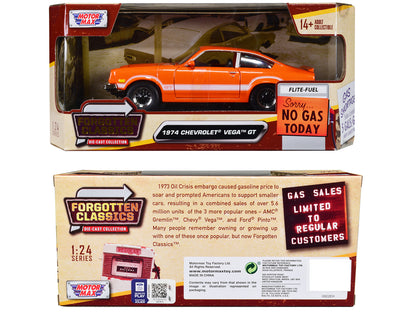 1974 Chevrolet Vega GT Orange Metallic with White Stripes "Forgotten Classics" Series 1/24 Diecast Model Car by Motormax <h2>1974 Motormax</h2> <p>High-quality perfect for collectors and enthusiasts.