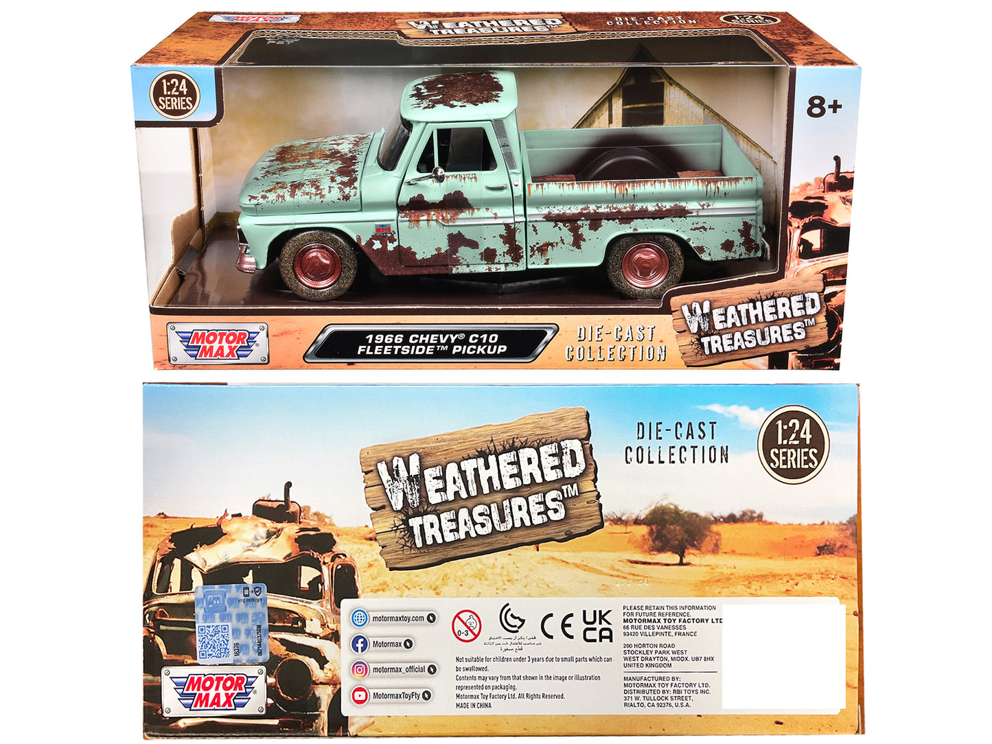 1966 Chevrolet C10 Fleetside Pickup Truck Light Green (Rusted) "Weathered Treasures" Series 1/24 Diecast Model Car by Motormax <h2>1966 Motormax</h2> <p>High-quality perfect for collectors and enthusi