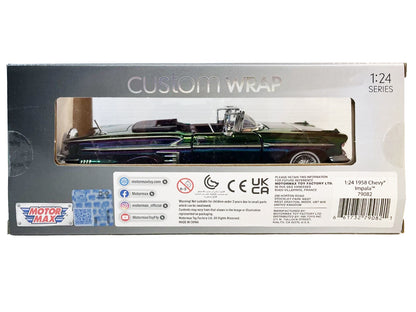 1958 Chevrolet Impala Green and Purple Chrome "Custom Wrap" Series 1/24 Diecast Model Car by Motormax <h2>1958 Motormax</h2> <p>High-quality perfect for collectors enthusiasts. Features detailed inter