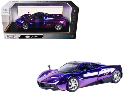 Pagani Huayra Pink and Purple Chrome "Custom Wrap" Series 1/24 Diecast Model Car by Motormax <h2>Pagani Motormax</h2> <p>High-quality perfect for collectors enthusiasts. Features detailed interior ext