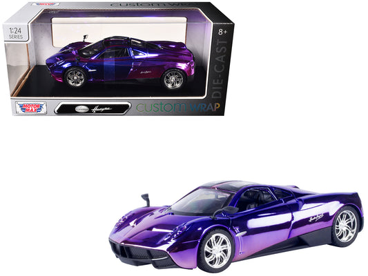 Pagani Huayra Pink and Purple Chrome "Custom Wrap" Series 1/24 Diecast Model Car by Motormax <h2>Pagani Motormax</h2> <p>High-quality perfect for collectors enthusiasts. Features detailed interior ext