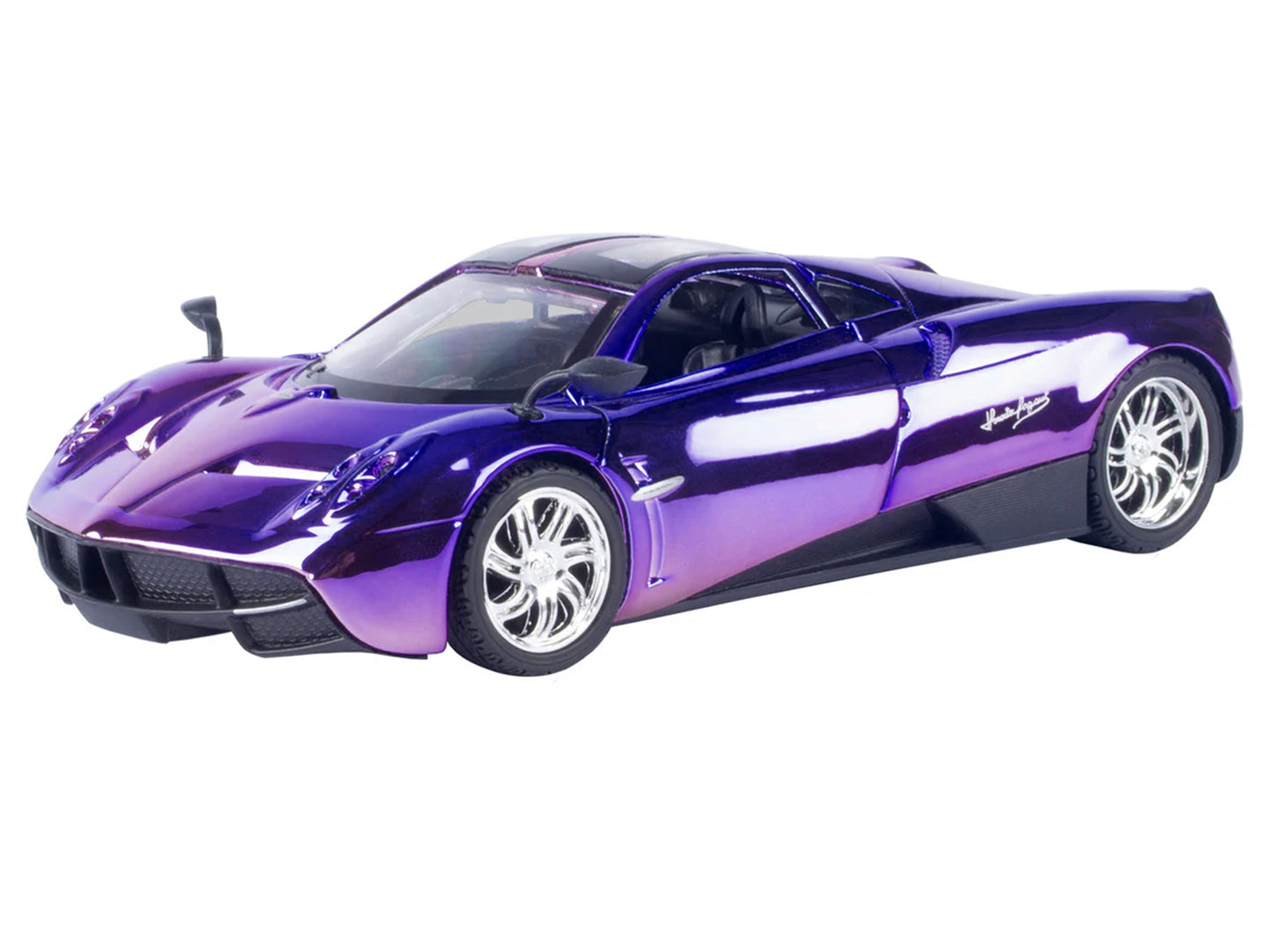 Pagani Huayra Pink and Purple Chrome "Custom Wrap" Series 1/24 Diecast Model Car by Motormax <h2>Pagani Motormax</h2> <p>High-quality perfect for collectors enthusiasts. Features detailed interior ext