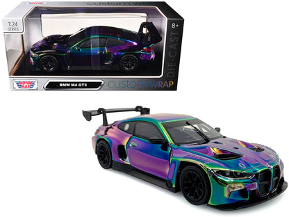 BMW M4 GT3 Chameleon Chrome "Custom Wrap" Series 1/24 Diecast Model Car by Motormax <h2>BMW Motormax</h2> <p>High-quality perfect for collectors and enthusiasts. Features detailed interior exterior cr