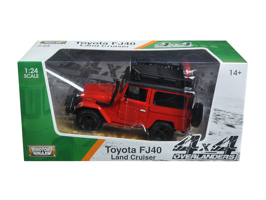 Toyota FJ40 Land Cruiser Red "4x4 Overlanders" Series 1/24 Diecast Model Car by Motormax <h2>Toyota Motormax</h2> <p>High-quality perfect for collectors and enthusiasts. Features detailed interior ext