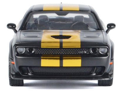 2018 Dodge Challenger SRT Hellcat Widebody Matt Black with Gold Stripes and Graphics "Midnight Eclipse" Series 1/24 Diecast Model Car by Motormax <h2>2018 Motormax</h2> <p>High-quality perfect for col