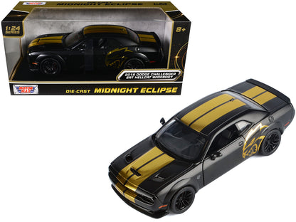 2018 Dodge Challenger SRT Hellcat Widebody Matt Black with Gold Stripes and Graphics "Midnight Eclipse" Series 1/24 Diecast Model Car by Motormax <h2>2018 Motormax</h2> <p>High-quality perfect for col