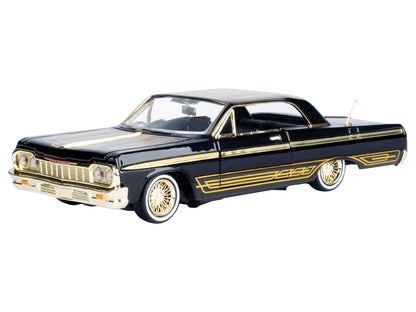 1964 Chevrolet Impala Lowrider Black with Gold Graphics and Wheels "Midnight Eclipse" Series 1/24 Diecast Model Car by Motormax <h2>1964 Motormax</h2> <p>High-quality perfect for collectors enthusiast