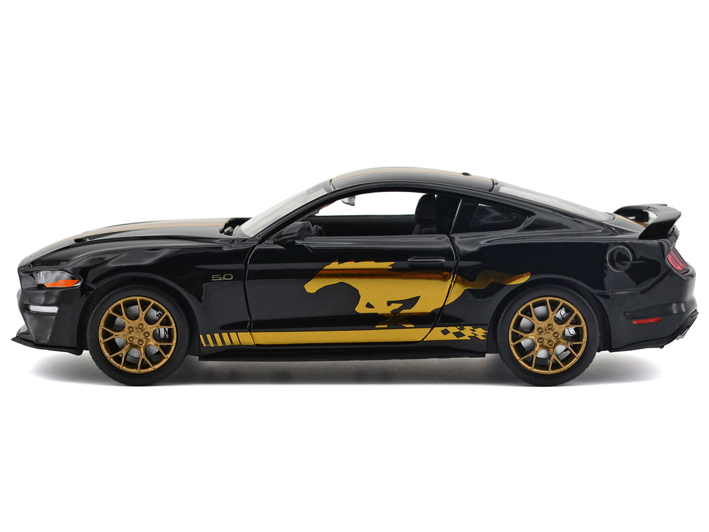 2018 Ford Mustang GT 5.0 Black with Gold Stripes and Graphics "Midnight Eclipse" Series 1/24 Diecast Model Car by Motormax <h2>2018 Motormax</h2> <p>High-quality perfect for collectors enthusiasts. Fe