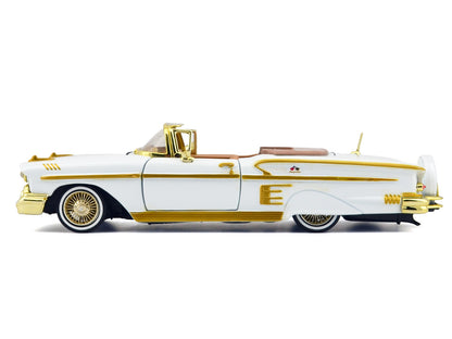1958 Chevrolet Impala White Metallic Gold 1/24 Diecast Model Car - Motormax