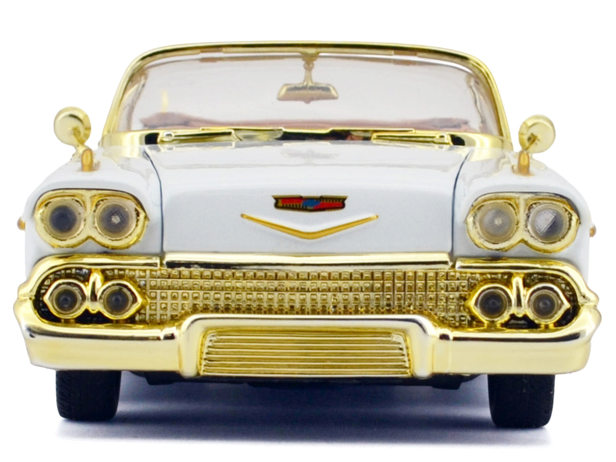 1958 Chevrolet Impala White Metallic Gold 1/24 Diecast Model Car - Motormax