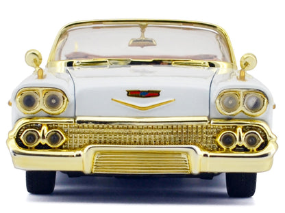 1958 Chevrolet Impala White Metallic Gold 1/24 Diecast Model Car - Motormax