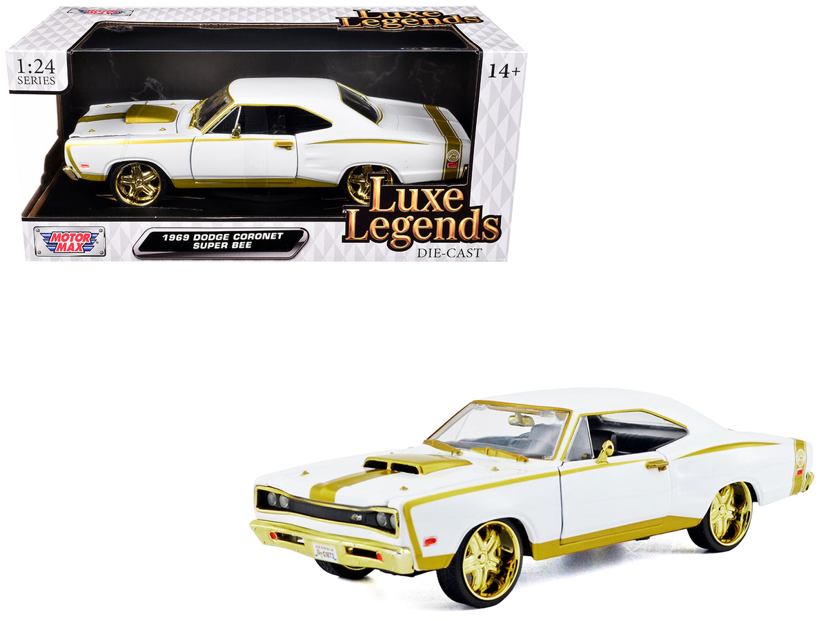 1969 Dodge Coronet Super Bee White Metallic 1/24 Diecast Model Car - Motormax