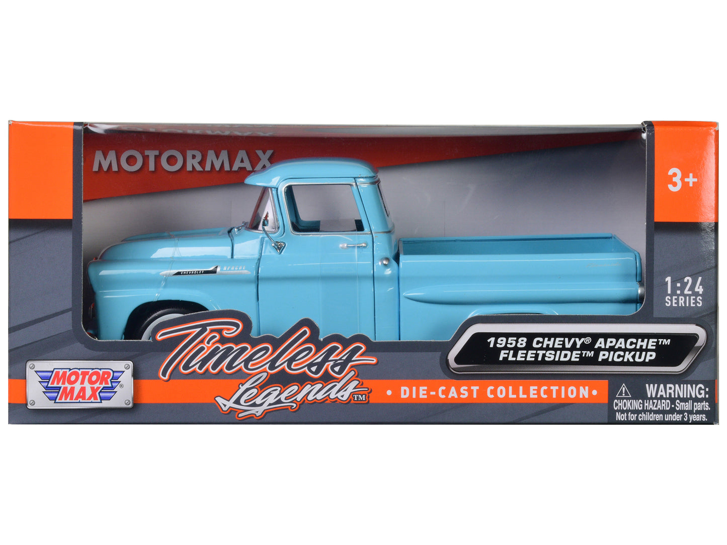 1958 Chevrolet Apache Fleetside Pickup Truck Light Blue 1/24 Diecast Model Car by Motormax <h2>1958 Motormax</h2> <p>High-quality perfect for collectors and enthusiasts. Features detailed interior ext