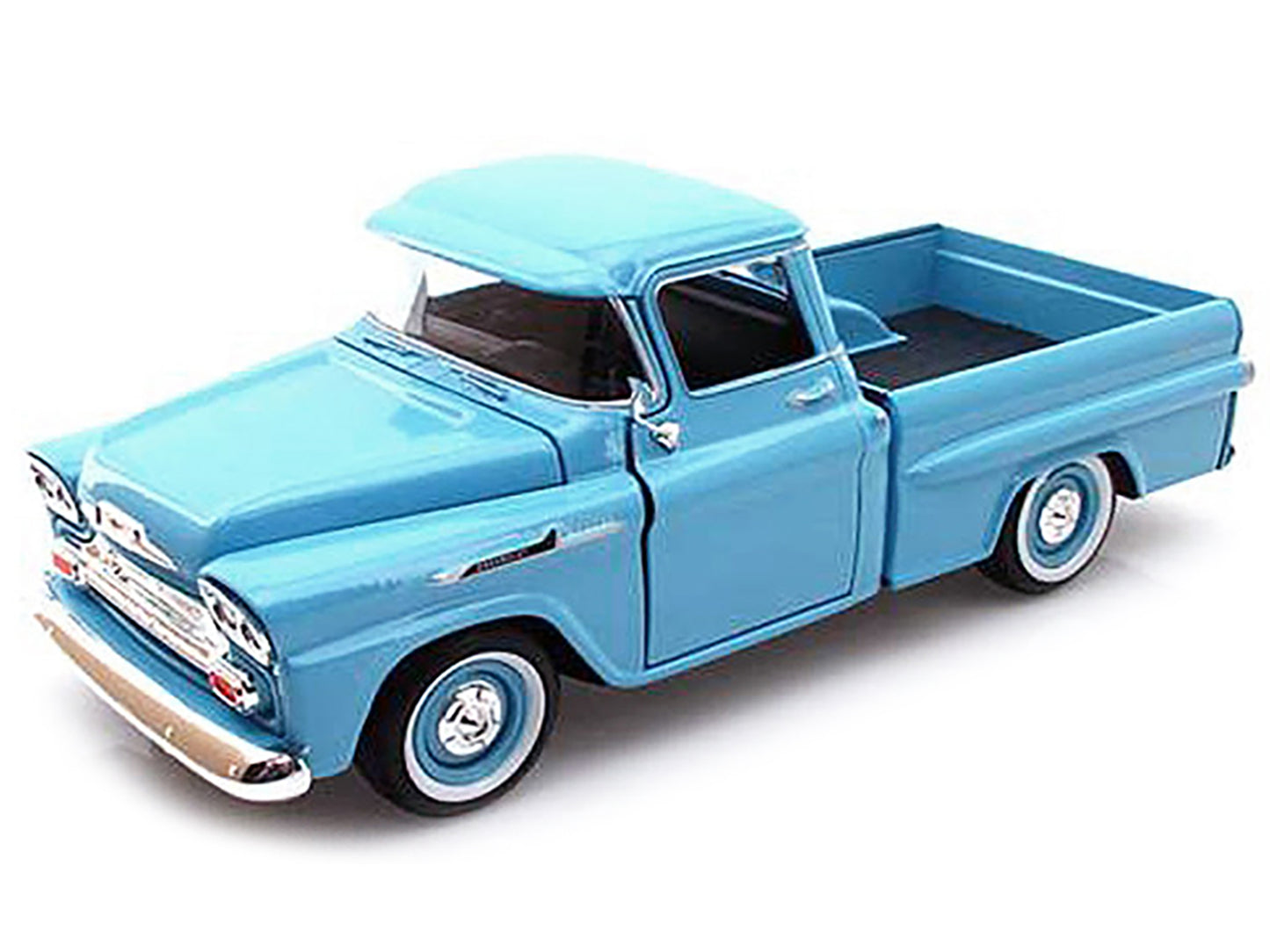 1958 Chevrolet Apache Fleetside Pickup Truck Light Blue 1/24 Diecast Model Car by Motormax <h2>1958 Motormax</h2> <p>High-quality perfect for collectors and enthusiasts. Features detailed interior ext