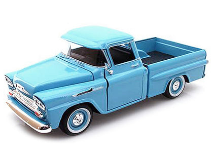 1958 Chevrolet Apache Fleetside Pickup Truck Light Blue 1/24 Diecast Model Car by Motormax <h2>1958 Motormax</h2> <p>High-quality perfect for collectors and enthusiasts. Features detailed interior ext