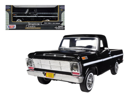 1969 Ford F-100 Pickup Truck Black 1/24 Diecast Model Car by Motormax <h2>1969 Motormax</h2> <p>High-quality perfect for collectors and enthusiasts. Features detailed interior exterior craftsmanship,