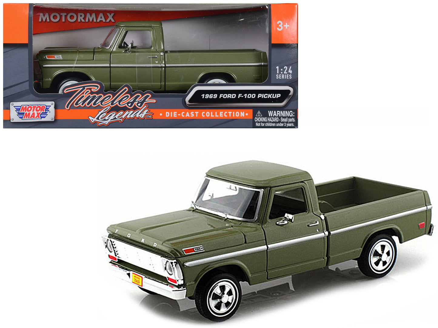 1969 Ford F-100 Pickup Truck Green 1/24 Diecast Model Car by Motormax <h2>1969 Motormax</h2> <p>High-quality perfect for collectors and enthusiasts. Features detailed interior exterior craftsmanship,
