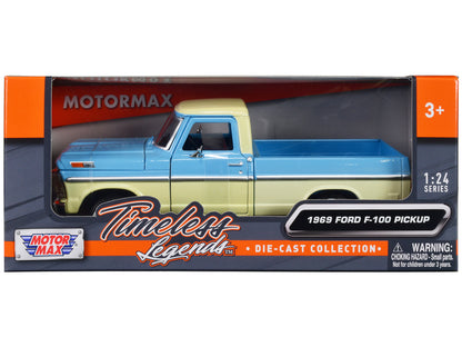 1969 Ford F-100 Pickup Truck Light Blue and Cream "Timeless Legends" Series 1/24 Diecast Model Car by Motormax <h2>1969 Motormax</h2> <p>High-quality perfect for collectors enthusiasts. Features detai