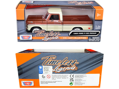 1969 Ford F-100 Pickup Truck Brown Metallic and Cream "Timeless Legends" 1/24 Diecast Model Car by Motormax <h2>1969 Motormax</h2> <p>High-quality perfect for collectors enthusiasts. Features detailed