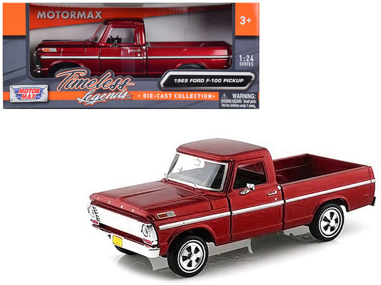 1969 Ford F-100 Pickup Truck Burgundy 1/24 Diecast Model Car by Motormax <h2>1969 Motormax</h2> <p>High-quality perfect for collectors and enthusiasts. Features detailed interior exterior craftsmanshi