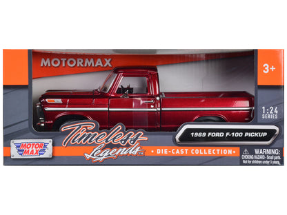 1969 Ford F-100 Pickup Truck Burgundy 1/24 Diecast Model Car by Motormax <h2>1969 Motormax</h2> <p>High-quality perfect for collectors and enthusiasts. Features detailed interior exterior craftsmanshi
