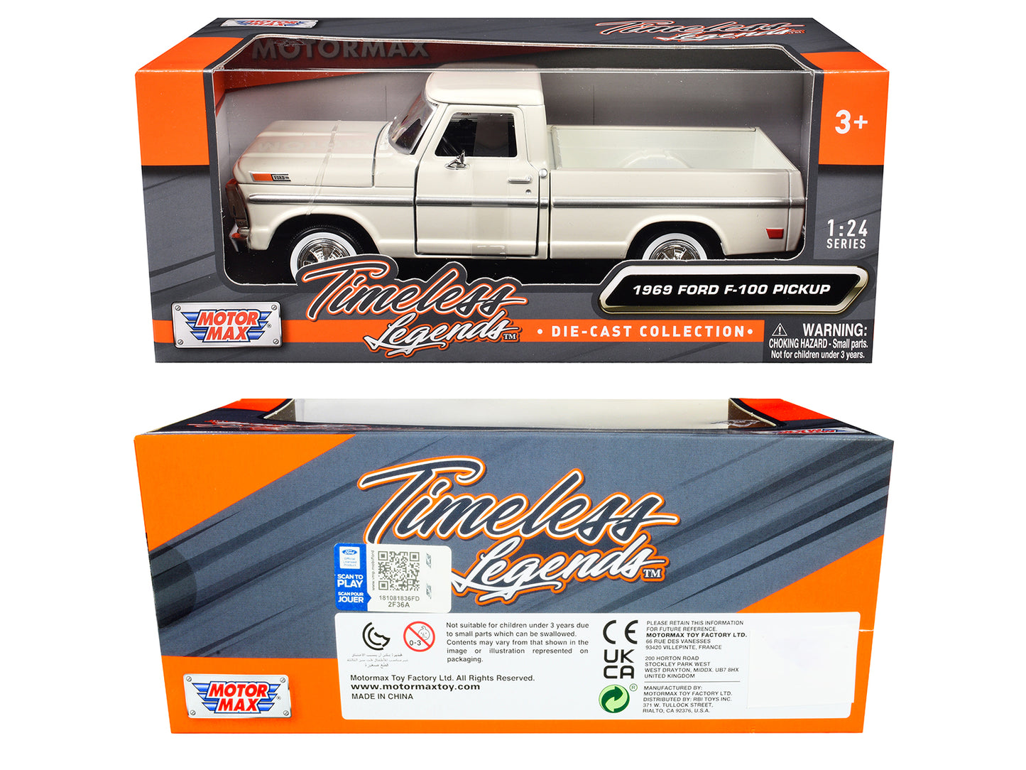 1969 Ford F-100 Pickup Truck Cream "Timeless Legends" Series 1/24 Diecast Model Car by Motormax <h2>1969 Motormax</h2> <p>High-quality perfect for collectors and enthusiasts. Features detailed interio