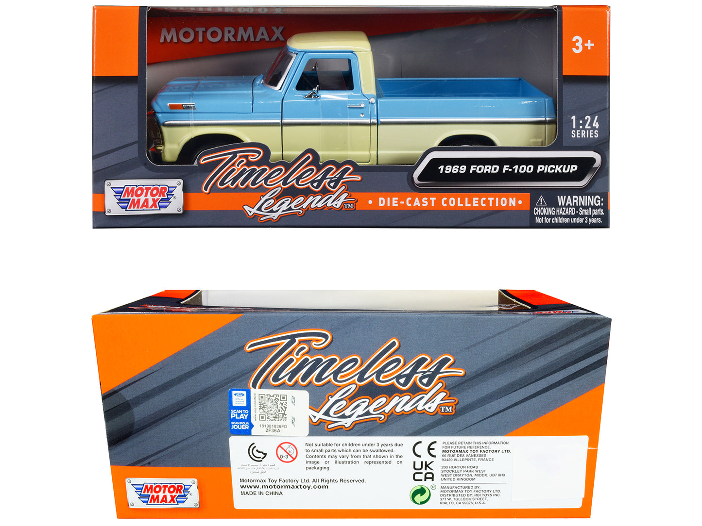 1969 Ford F-100 Pickup Truck Light Blue and Cream "Timeless Legends" Series 1/24 Diecast Model Car by Motormax <h2>1969 Motormax</h2> <p>High-quality perfect for collectors enthusiasts. Features detai