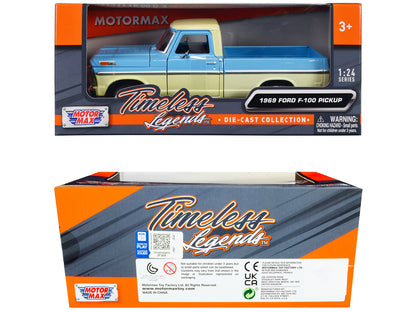 1969 Ford F-100 Pickup Truck Light Blue and Cream "Timeless Legends" Series 1/24 Diecast Model Car by Motormax <h2>1969 Motormax</h2> <p>High-quality perfect for collectors enthusiasts. Features detai