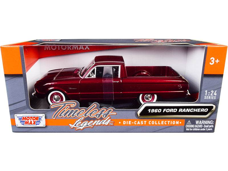 1960 Ford Ranchero Pickup Burgundy Metallic 1/24 T&y Diecast Model Car by Motormax