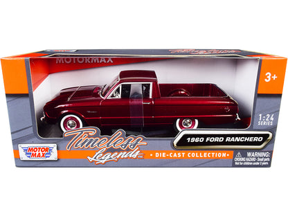 1960 Ford Ranchero Pickup Burgundy Metallic 1/24 T&y Diecast Model Car by Motormax