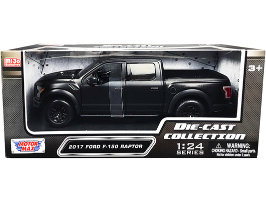2017 Ford F-150 Raptor Pickup Truck with Sunroof Matt Black "Die-Cast Collection" Series 1/24 Diecast Model Car by Motormax <h2>2017 Motormax</h2> <p>High-quality perfect for collectors and enthusiast