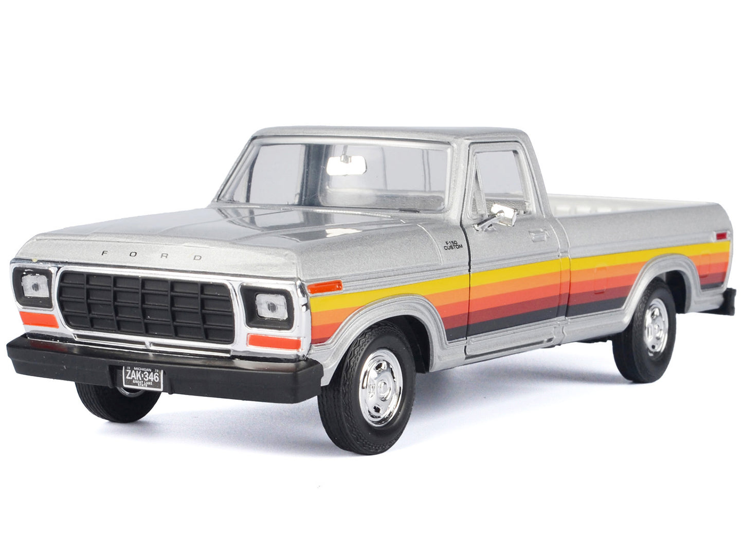 1979 Ford F-150 Custom Pickup Truck Silver Metallic with Side Stripes "American Classics" Series 1/24 Diecast Model Car by Motormax <h2>1979 Motormax</h2> <p>High-quality perfect for collectors and en