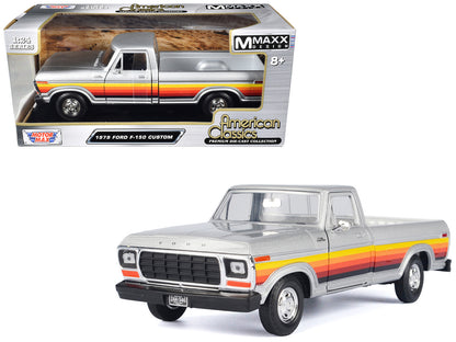 1979 Ford F-150 Custom Pickup Truck Silver Metallic with Side Stripes "American Classics" Series 1/24 Diecast Model Car by Motormax <h2>1979 Motormax</h2> <p>High-quality perfect for collectors and en
