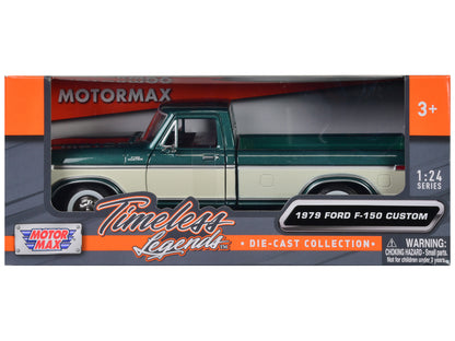 1979 Ford F-150 Pickup Truck Green Metallic and Cream 1/24 Diecast Model Car by Motormax <h2>1979 Motormax</h2> <p>High-quality perfect for collectors enthusiasts. Features detailed interior exterior