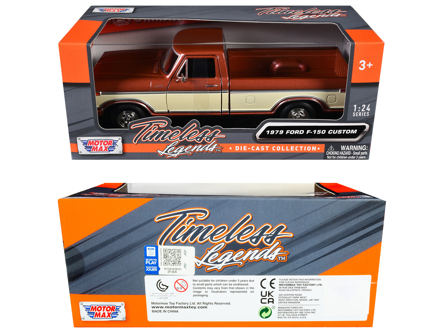 1979 Ford F-150 Custom Pickup Truck Brown Metallic and Cream "Timeless Legends" Series 1/24 Diecast Model Car by Motormax <h2>1979 Motormax</h2> <p>High-quality perfect for collectors enthusiasts. Fea