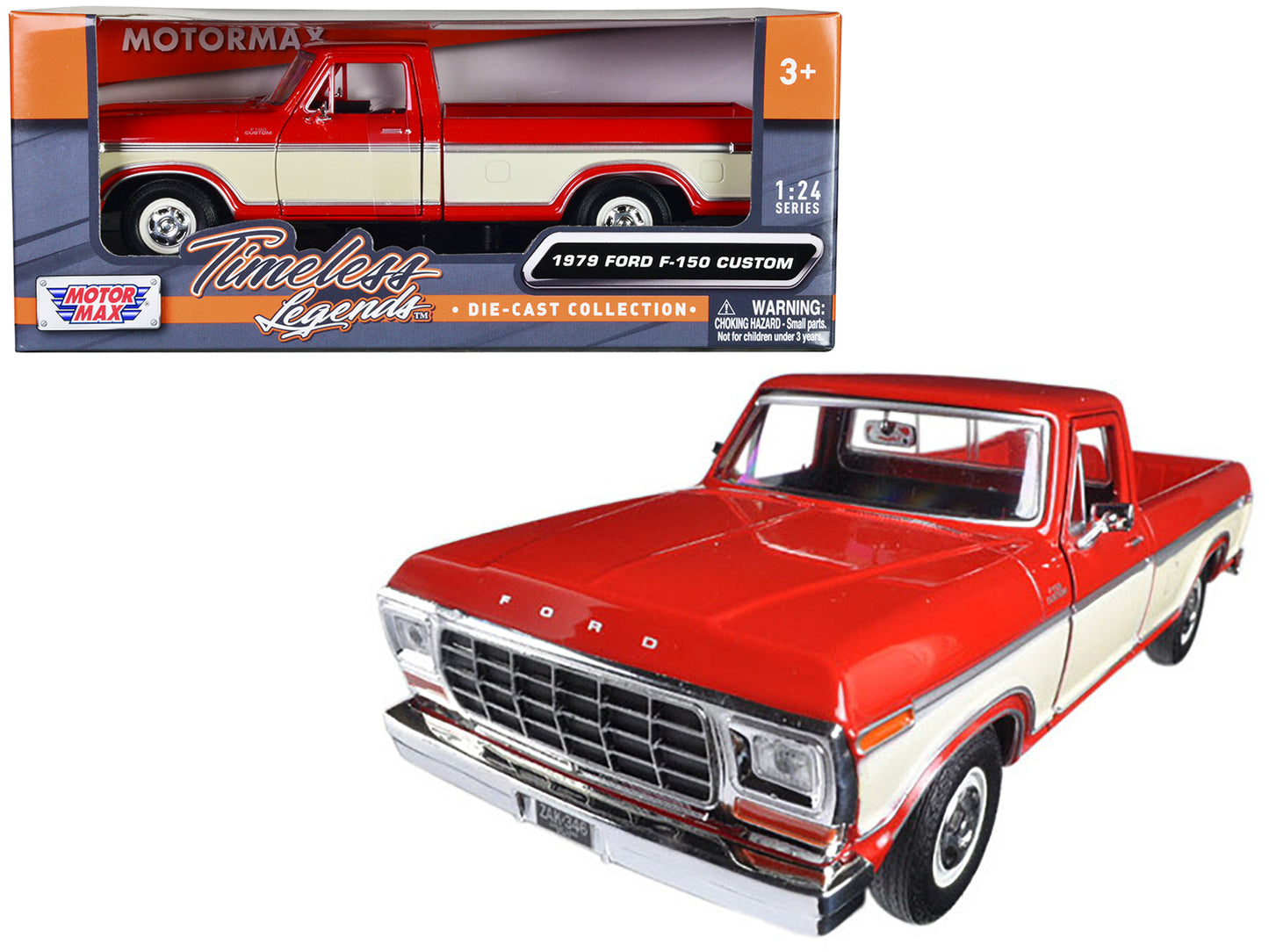 1979 Ford F-150 Pickup Truck Red and Cream 1/24 Diecast Model Car by Motormax <h2>1979 Motormax</h2> <p>High-quality perfect for collectors enthusiasts. Features detailed interior exterior craftsmansh