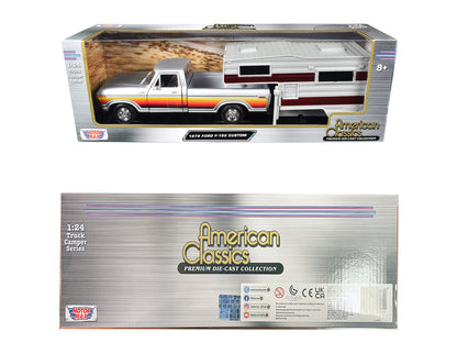 1979 Ford F-150 Custom Pickup Truck Silver Metallic with Side Stripes Camper Shell "American Classics" Series 1/24 Diecast Model Car by Motormax <h2>1979 Motormax</h2> <p>High-quality perfect for coll