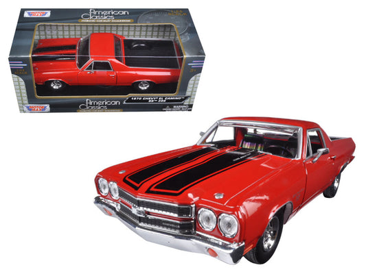 1970 Chevrolet El Camino SS 396 Red with Black Stripes 1/24 Diecast Model Car by Motormax <h2>1970 Motormax</h2> <p>High-quality perfect for collectors and enthusiasts. Features detailed interior exte