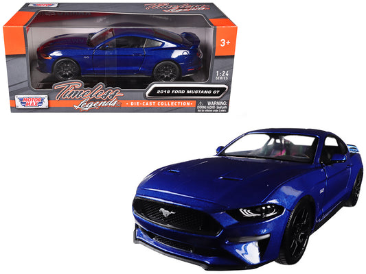 2018 Ford Mustang GT 5.0 Blue with Black Wheels 1/24 Diecast Model Car by Motormax <h2>2018 Motormax</h2> <p>High-quality perfect for collectors and enthusiasts. Features detailed interior exterior cr